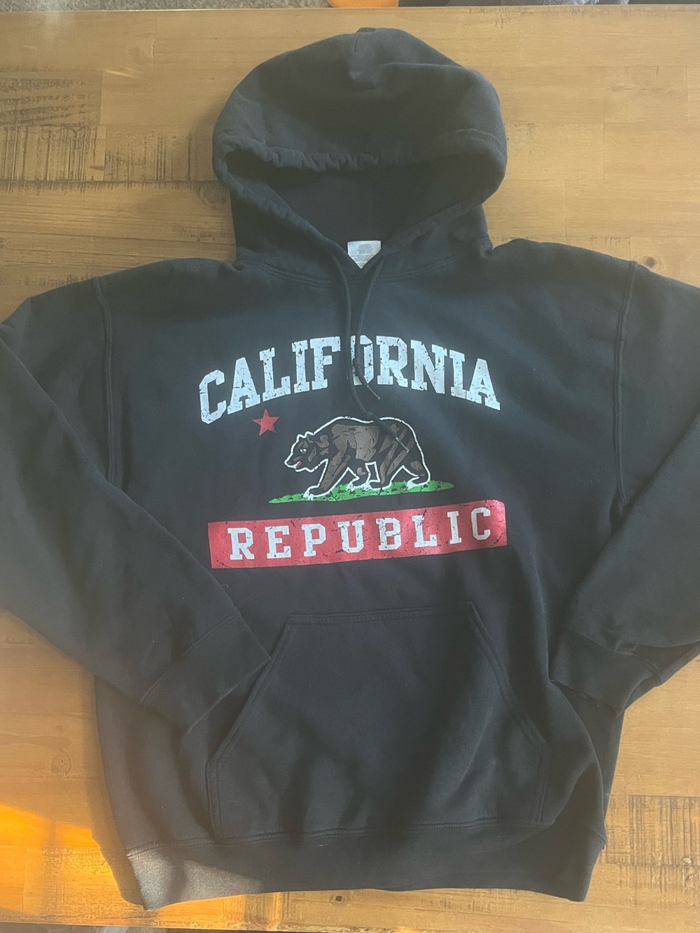 Gildan Black Heavy Blend Hoodie with White Distressed Graphic